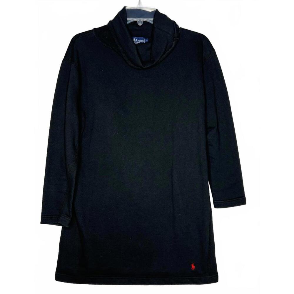 Ralph Lauren Black Cotton Knit Long Sleeve Sweatshirt Dress - M